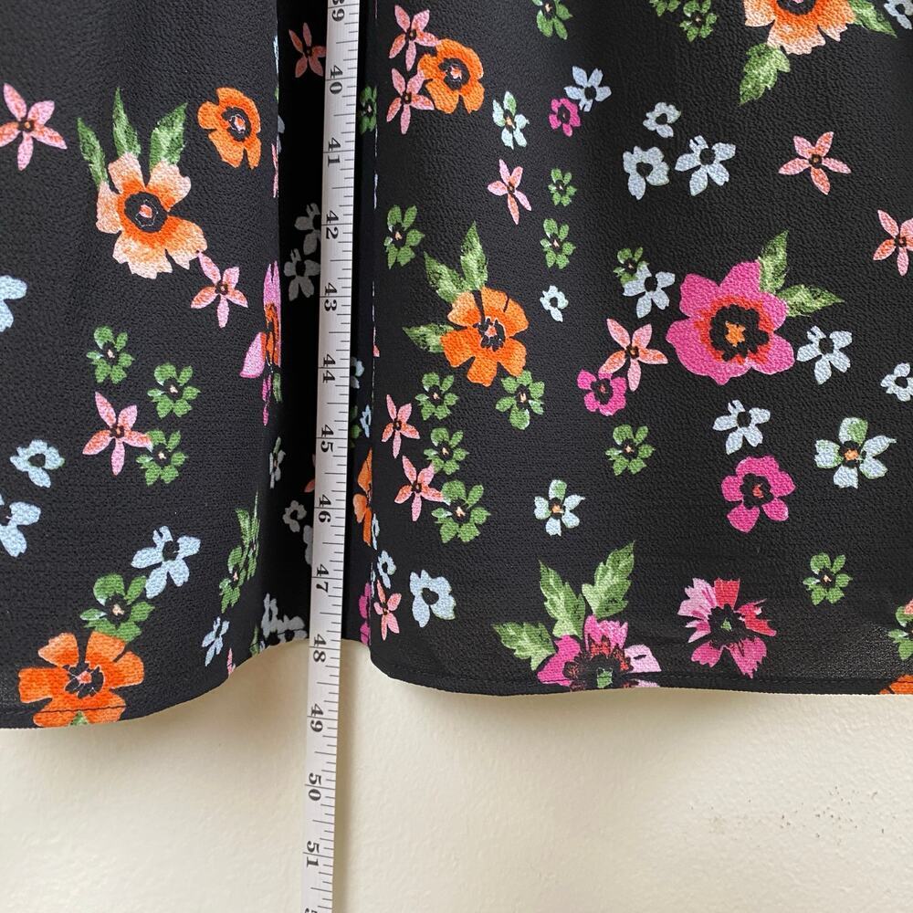 Maggy London Kiri Black Floral Midi Dress Long Sleeve A Line 12 - Picture 16 of 16